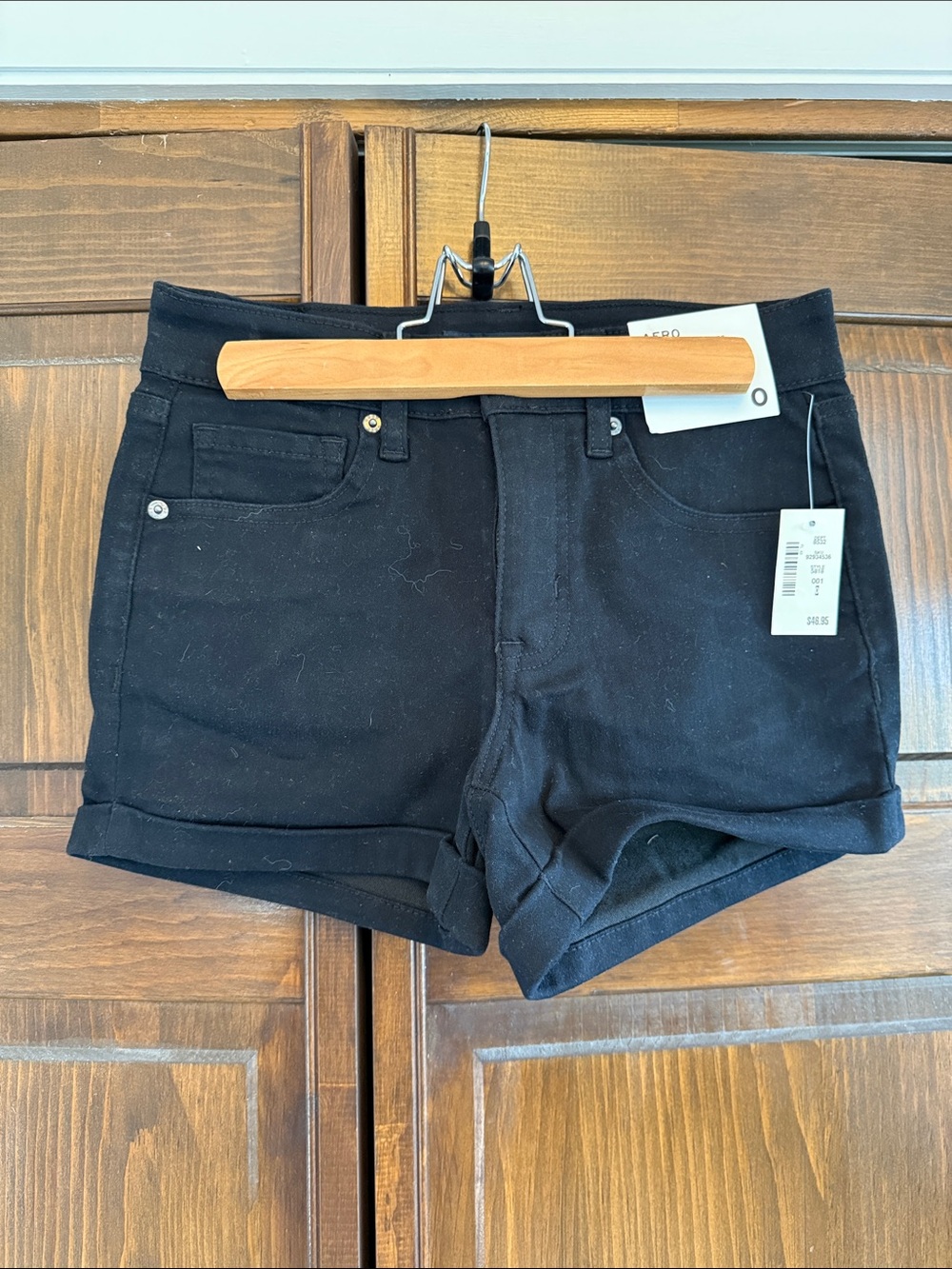 Women's Black Denim Cuffed Jean Shorts